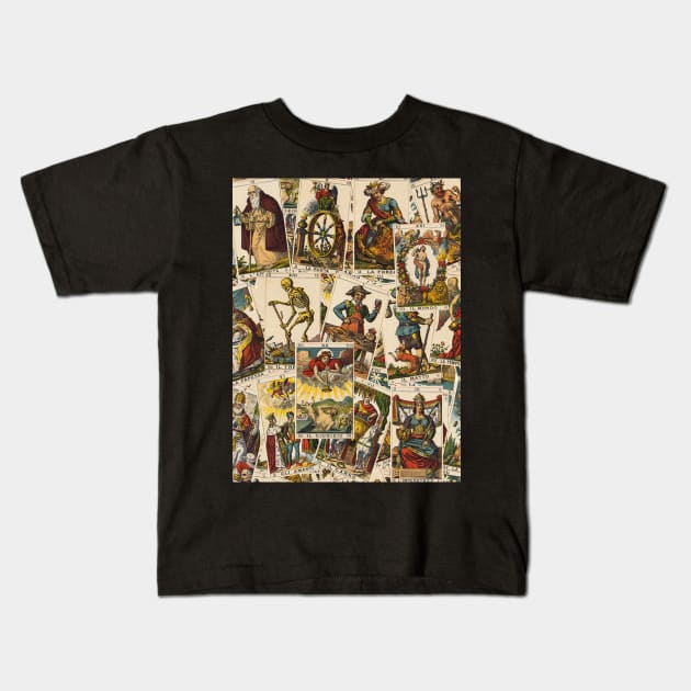 Tarot cards pattern Kids T-Shirt by valentinahramov